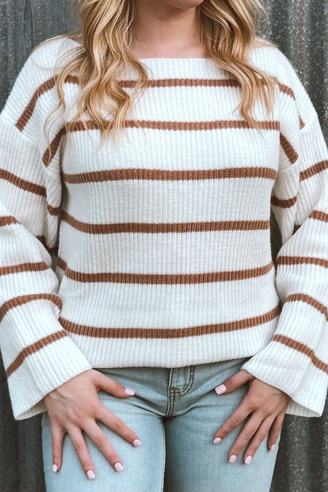 Cozy Striped Sweater- Ivory