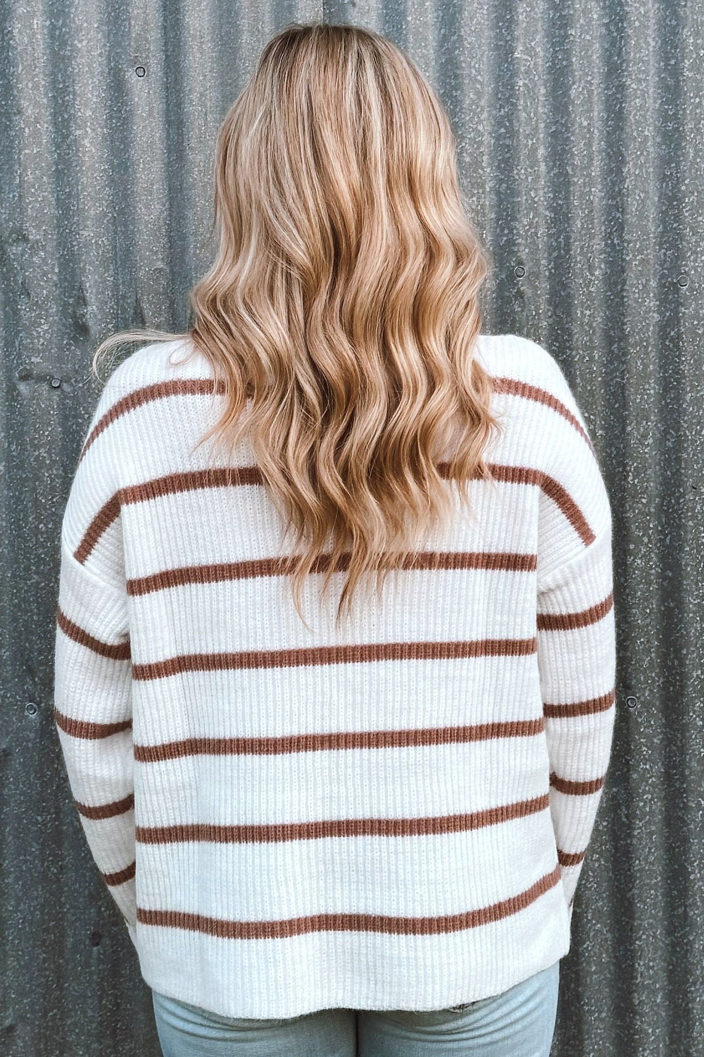 Cozy Striped Sweater- Ivory